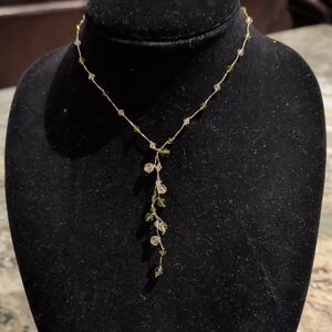 Elegant Green and Gold Leaf Necklace